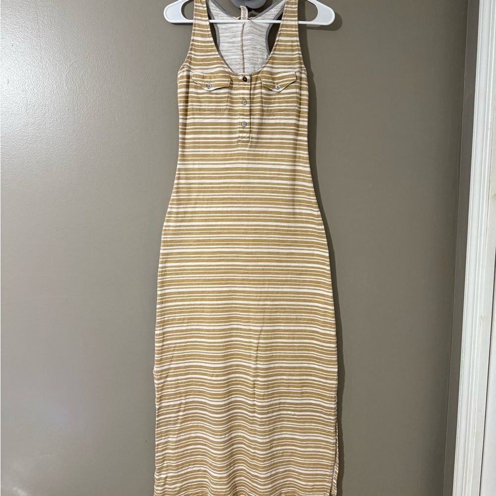 Lands' End Cream Bodycon Midi Dress Sleeveless Halter Casual